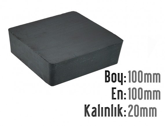 Boy: 100mm - En:100mm - Kalınlık: 20mm Ferrit Mıknatıs