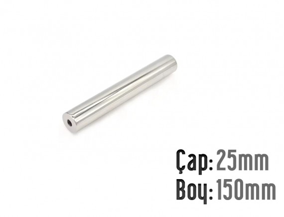 ÇAP: 25MM X  DELİK ÇAPI 8 MM  XBOY: 150 MM ÇUBUK NEODYUM  MIKNATIS