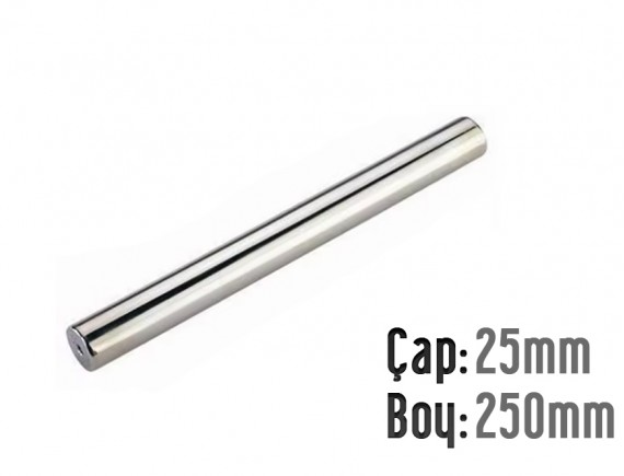 ÇAP: 25MM X DELİK ÇAPI 8 MM X BOY: 250MM ÇUBUK NEODYUM MIKNATIS